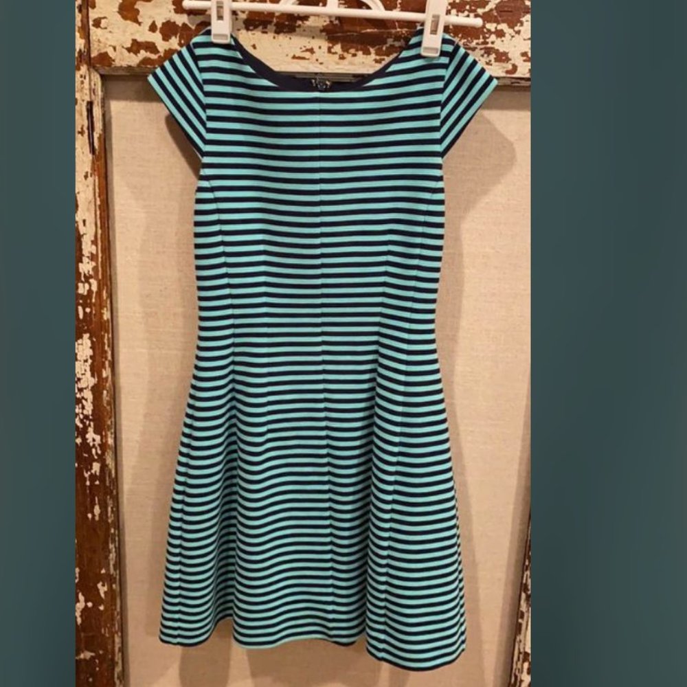 Lily Pulitizer, Teal and Navy Blue Striped Dress, Size XS